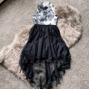 Girls Black & White Formal Sleeveless Party Dress